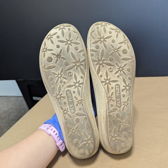 Fly Flot Navy Blue Mesh Comfort Sandals Slip On Mules Open Toe Cushioned SHoes - Picture 6 of 7